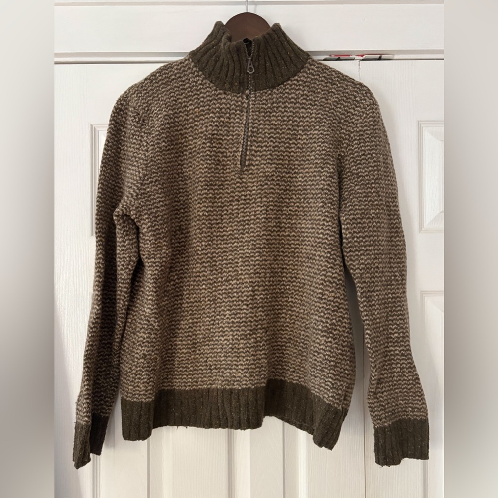 Gap Brown Sweater Half-Zip Wool Cotton Nylon Blend Size Large Fits Like Medium